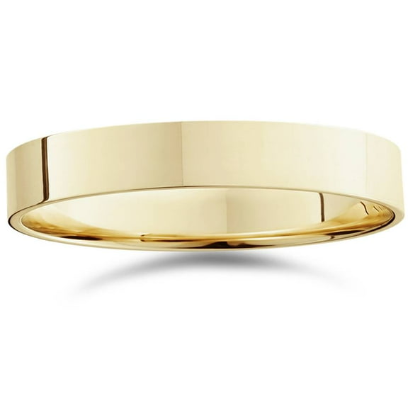 Pompeii 4mm Flat High Polished Wedding Band 10K Yellow Gold (,)