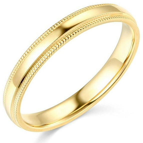 Pompeii 4mm Milgrain Plain High Polished Dome Wedding Band 10k White, Yellow, Rose Gold