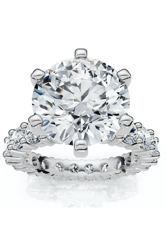 Pompeii Certified 5 1/2Ct Diamond Eternity Engagement Ring 14k White Gold Lab Grown