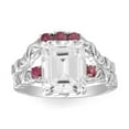 thumbnail image 1 of Pompeii 5 1/2Ct Ruby & Emerald Cut Moissanite Petite Leaf Engagement Set in Gold, 1 of 6