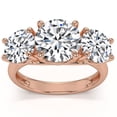 thumbnail image 1 of Pompeii 5 1/2Ct Three Stone Lab Grown Diamond Engagement Ring White Yellow or Rose Gold, 1 of 3