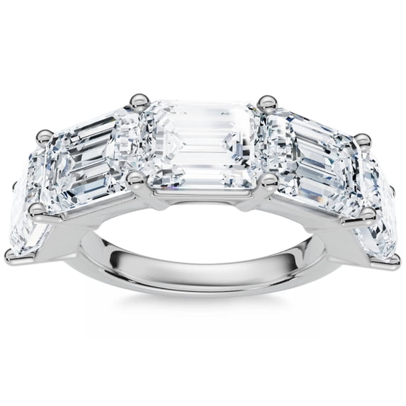 Pompeii 5.10Ct Emerald Cut Diamond 5 Stone Wedding Anniversary Ring 14k Gold Lab Grown