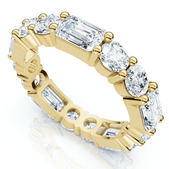 Pompeii 5 3/4 Ct Emerald & Round Diamond Eternity Ring 14k Gold Lab Grown Stackable Band