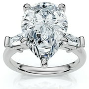 POMPEII3 Pompeii 5 3/4Ct Certified Pear & Baguette Diamond Engagement Ring 14k Gold Lab grown