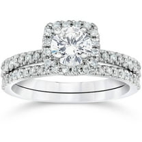 Pompeii 5/8 Ct TDW Diamond Cushion Halo Engagement Wedding Ring Set White Gold (H/I,I1-I2)