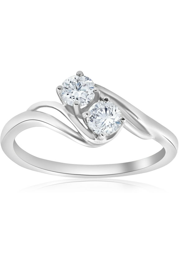 Pompeii 5/8 ct Two Stone Diamond Forever Us Engagement Ring Solitaire 14k White Gold