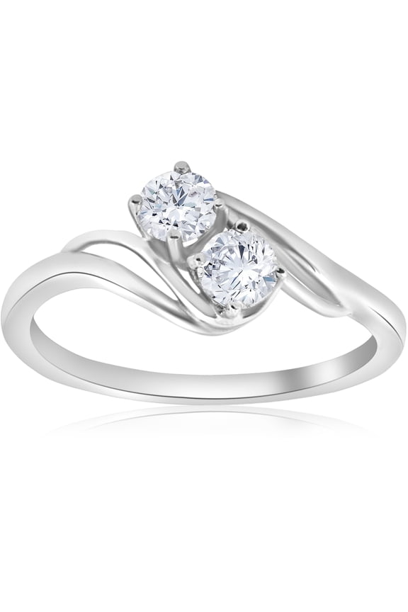 Pompeii 5/8 ct Two Stone Diamond Forever Us Engagement Ring Solitaire 14k White Gold