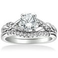 thumbnail image 1 of Pompeii 5/8 cttw Diamond Engagement Wedding Ring Set Twist Curve Band 14k White Gold, 1 of 3