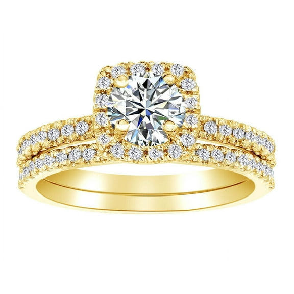 Pompeii 5/8Ct Diamond Halo Engagement Ring Set in White, Rose, Yellow Gold, or Platinum