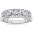 thumbnail image 1 of Pompeii 5/8Ct Pave 3-Row Diamond Wedding Ring Stackable Band 14k Gold Lab Grown, 1 of 6