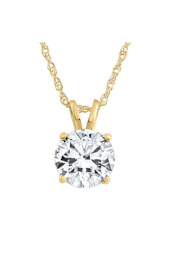 Pompeii 5/8Ct Solitaire Round Diamond Pendant Necklace 14K Yellow Gold (I-J,I3)