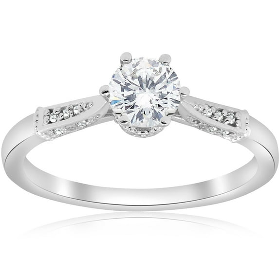 Pompeii 5/8ct Diamond Engagement Ring Vintage 14k White Gold Round Cut ((G-H),SI(1)-SI(2))