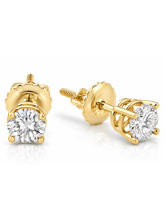 Pompeii 5/8ct Diamond Screw Back Studs 14K Yellow Gold (J/K,I2/I3)