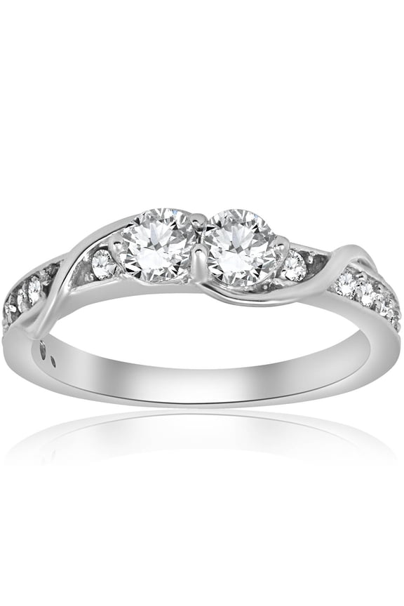 Pompeii 5/8ct Diamond Two Stone Forever Us Crossover Engagement 10k White Gold Ring