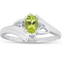 Pompeii 5/8ct Oval Peridot & Diamond Ring 14K White Gold (G/H,I2-I3)