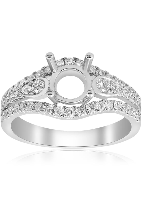 Pompeii 5/8ct Pave Halo Engagement Ring Setting 18K White Gold Semi Mount (F,VVS)