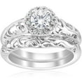 thumbnail image 1 of Pompeii 5/8ct Round Diamond Vintage Engagement Wedding Ring Set 14K White Gold (G/H,I1), 1 of 4
