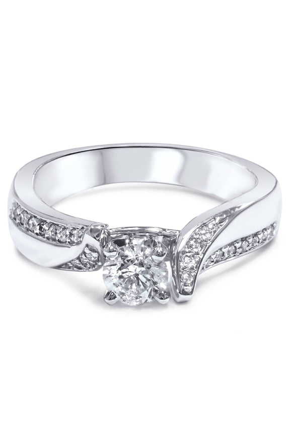 Pompeii 5/8ct Twist Pave Diamond Engagement Ring 14K White Gold (G/H,I1-I2)