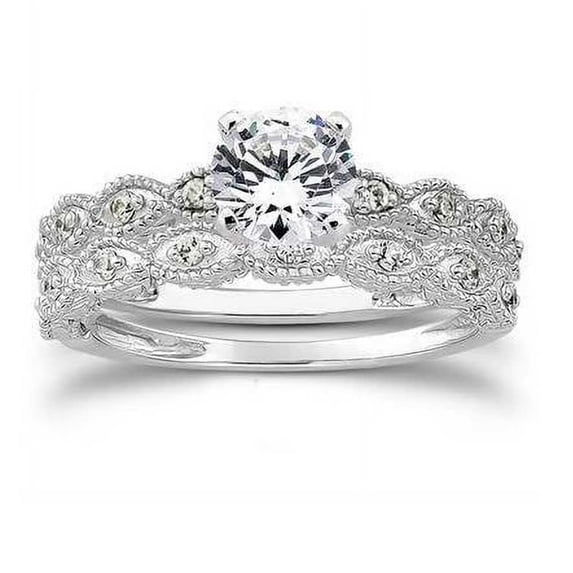 Pompeii3 5/8Ct Vintage Diamond Engagement Ring Set 14K White Gold (G/H,I1-I2)