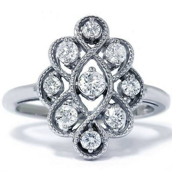 Pompeii 5/8ct Vintage Style Diamond Ring 14K White Gold (G/H,I1-I2)