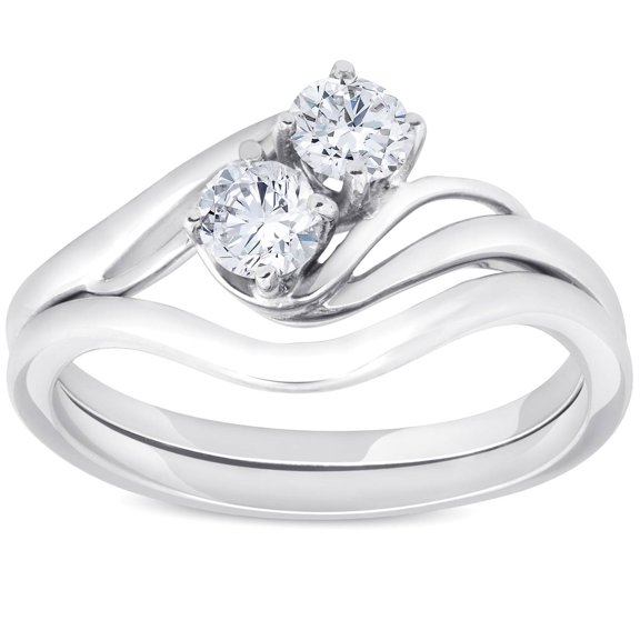 Pompeii 5/8cttw 2-Stone Diamond Engagement Wedding Ring Set Forever Us White Gold