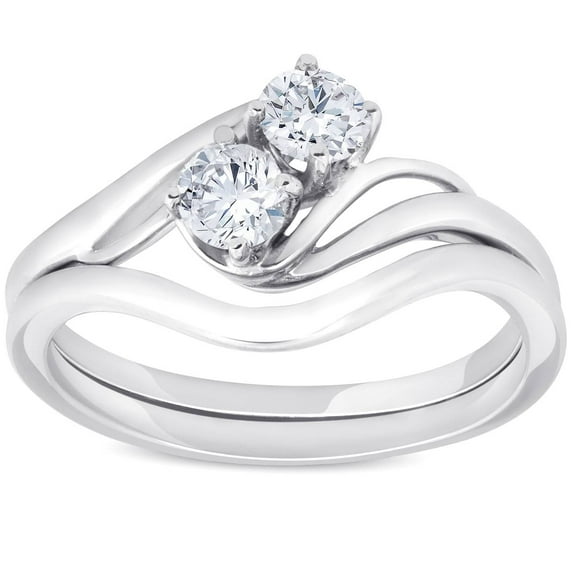 Pompeii 5/8cttw 2-Stone Diamond Engagement Wedding Ring Set Forever Us White Gold
