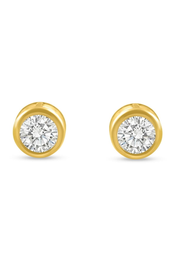 Pompeii .50 - 1.75 Carat TW Diamond Bezel Stud Earrings in 14k Gold Lab Grown