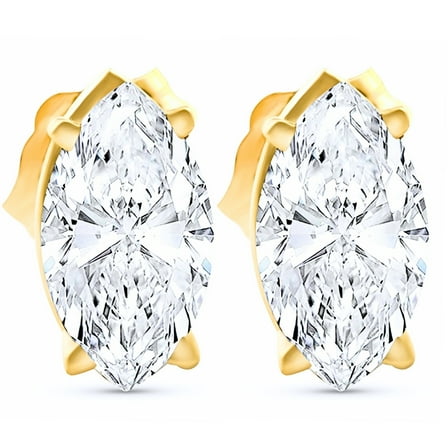 Pompeii .50 - 4.00 Ct TW Marquise Diamond Studs in 14k Gold Lab Grown Earrings