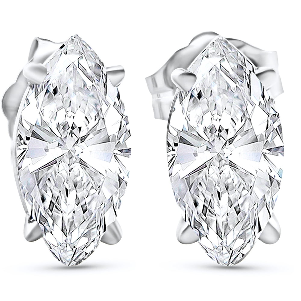 Pompeii .50 4.00 Ct TW Marquise Diamond Studs in 14k Gold Lab Grown Earrings