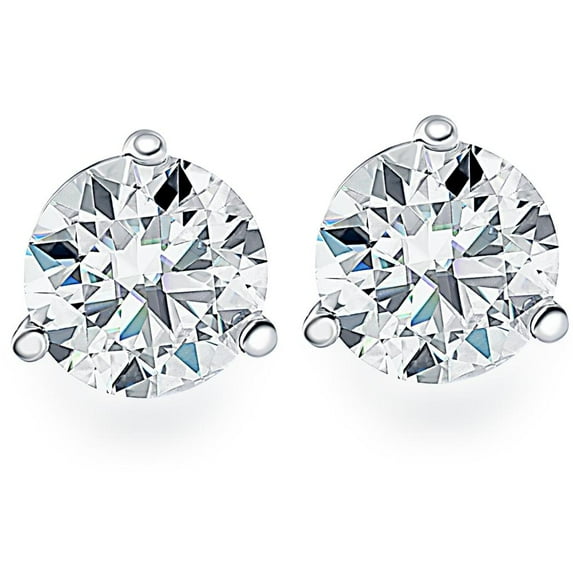Pompeii .50CT Round Brilliant Cut Natural VS Quality Diamond Stud Earrings In 14K Gold