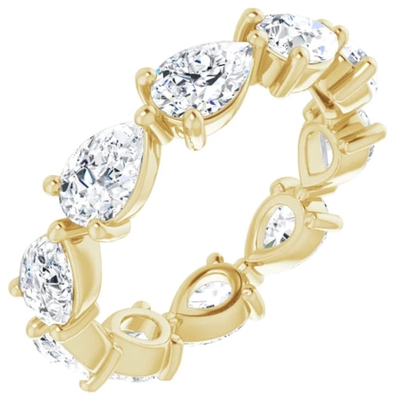 Pompeii 5CT Pear Shape Diamond Eternity Ring Horizontal Wedding Band 14k Gold Lab Grown