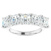 Pompeii 5Ct Asscher Cut Moissanite Five Stone Wedding Ring Anniversary Band White Gold (,)
