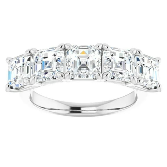 Pompeii 5Ct Asscher Cut Moissanite Five Stone Wedding Ring Anniversary Band White Gold (,)
