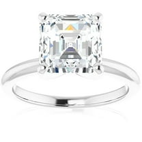 Pompeii 5Ct Asscher Solitaire Moissanite Engagement Ring in White Yellow or Rose Gold (,)