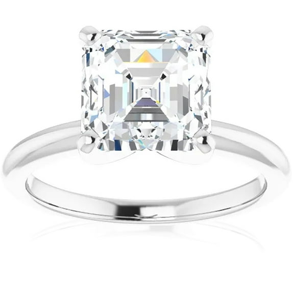 Pompeii 5Ct Asscher Solitaire Moissanite Engagement Ring in White Yellow or Rose Gold (,)