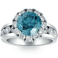 thumbnail image 1 of Pompeii 5Ct Blue Diamond Halo Engagement Ring in White Gold Lab Grown (Blue,VS2-SI1), 1 of 4
