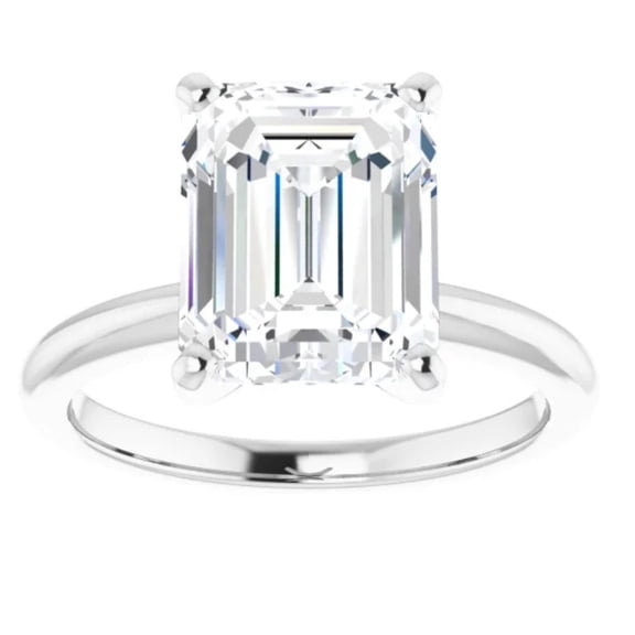 Pompeii 5Ct Emerald Solitaire Moissanite Engagement Ring in White Yellow or Rose Gold (,)