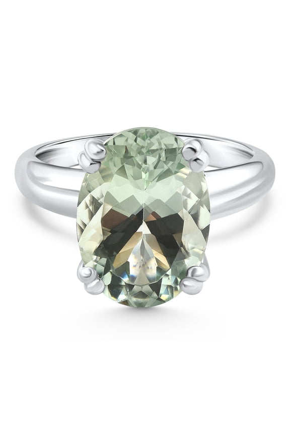 Pompeii 5Ct Green Amethyst Oval Ring 10k Gold (,)
