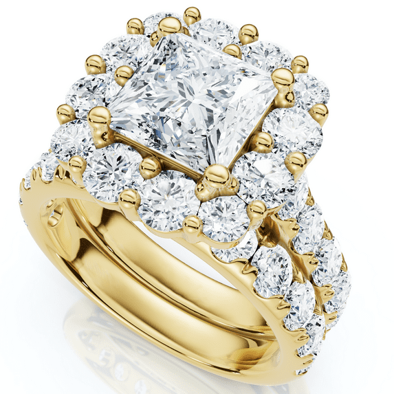 Pompeii 5Ct Princess Cut Diamond Engagement Matching Wedding Ring Set 10k Gold Lab Grown