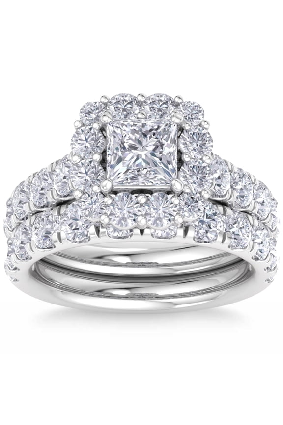 Pompeii 5Ct Princess Cut Diamond Engagement Matching Wedding Ring Set 10k Gold Lab Grown