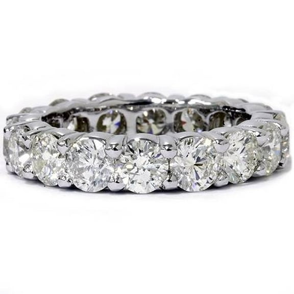 Pompeii 5ct Prong Diamond Eternity Ring 14K White Gold Wedding Band (I-J,I2)