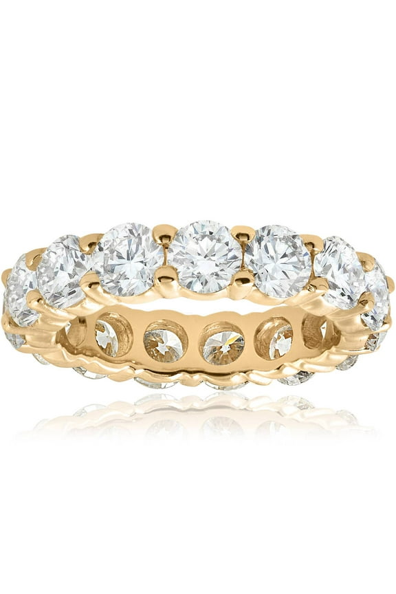Pompeii 5ct Prong Diamond Eternity Wedding Ring 14K Yellow Gold (I-J,I2)