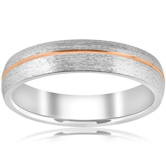 Pompeii 5mm 14k Rose Gold Two Tone Mens Brushed Wedding Band (,)