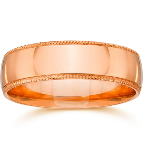Pompeii 5mm Milgrain 14K Rose Gold Polished Wedding Band (,)