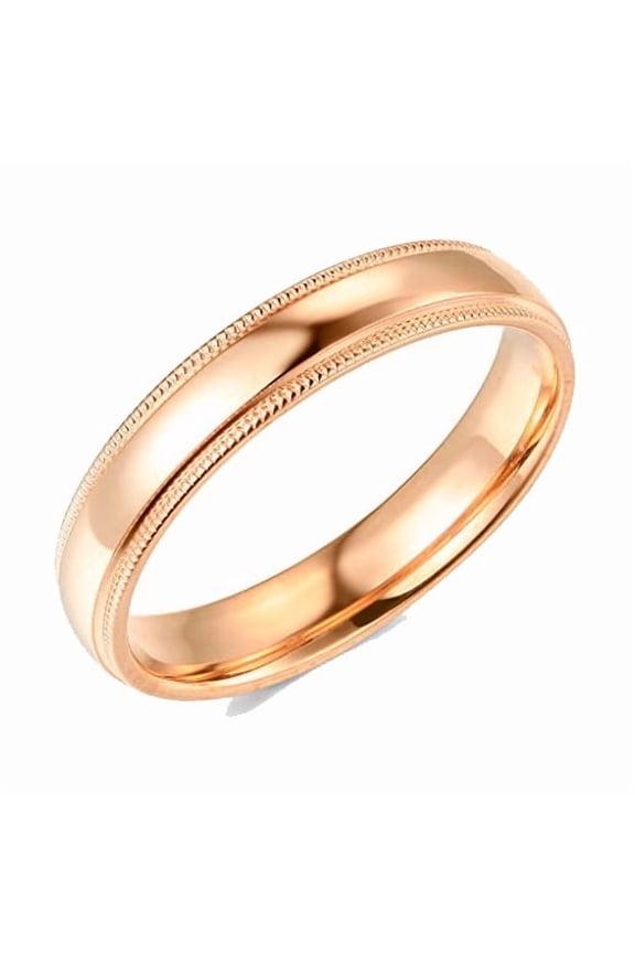 Pompeii 5mm Milgrain Plain High Polished Dome Wedding Band 10k White, Yellow, Rose Gold