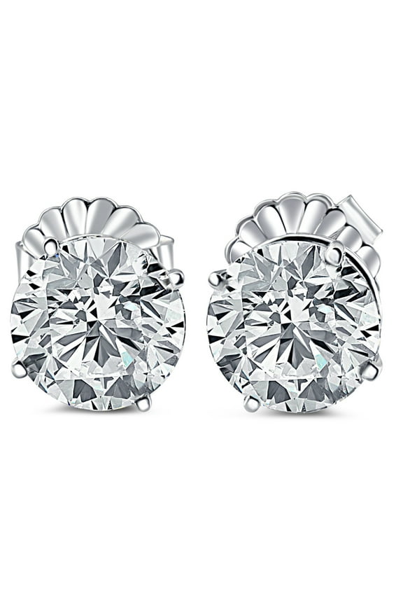 Pompeii Certified 6.00CT Round Diamond Studs 14k White Gold Lab Grown (H,SI1)