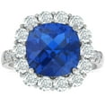 thumbnail image 1 of Pompeii 6 1/2 Ct Diamond Halo Created Sapphire Ring 10k White Gold Lab Grown (FG,VS), 1 of 4