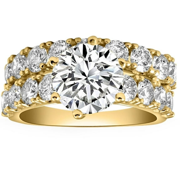 Pompeii 6 1/2Ct Diamond Engagement Wedding Ring Set in 10k Yellow Gold Lab Grown