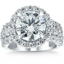 Pompeii 6 1/2Ct Diamond Halo Engagement Ring Lab Grown in 14k White or Yellow Gold