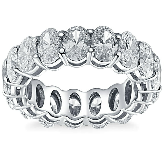 Pompeii 6 Ct Oval Moissanite Eternity Ring Womens Wedding Band 10k White Gold (,)